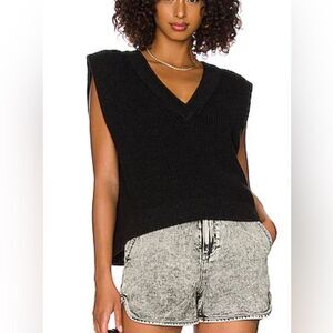 Velvet by Graham & Spencer Black Wool Blend V Neck Sleeveless Sweater